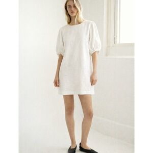 Matin Studio White Linen Puff Sleeve Mini Dress AU 10 US 6 | Minimalist Resort